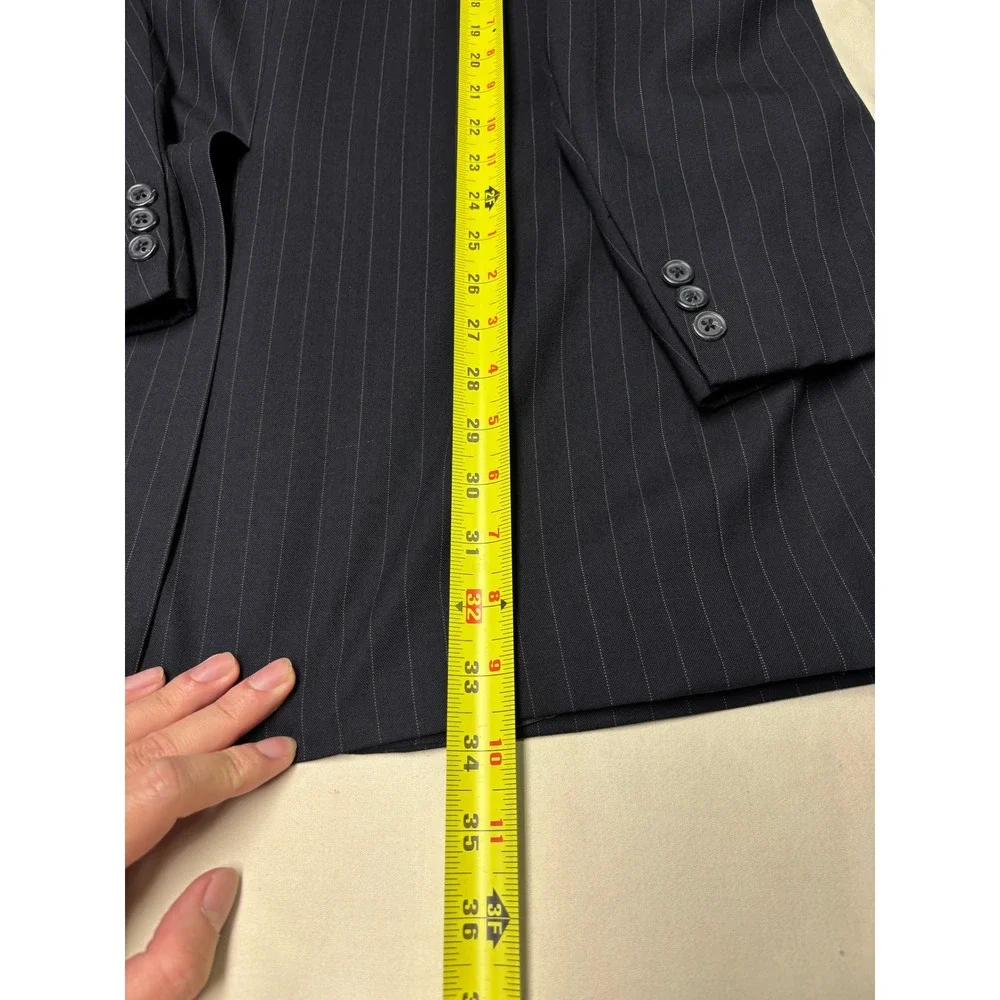 Brooks Brothers Mens 46‎ LG Navy Blue Pinstripe 100% Pure Wool Blazer Suit USA